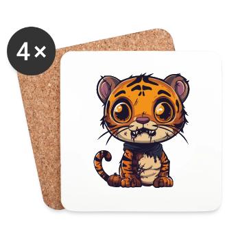 Tiger Halloween Comic Lustig - Untersetzer (4er-Set) - Weiß - Vorne