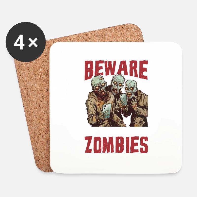 Beware Of Smartphone Zombies - Untersetzer (4er-Set) - Weiß