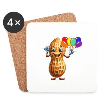 Balloons Kids Birthday Pea Nut Peanuts Nut - Coasters (set of 4) - white - Front
