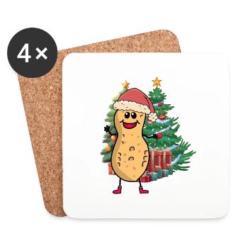 Erdnuss Weihnachten Christmas Tannenbaum Xmas - Untersetzer (4er-Set) - Weiß - Vorne