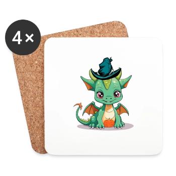 Halloween Dragon Dragon Citrouille Enfants Enfant Bébé - Dessous de verre (lot de 4) - blanc - Devant