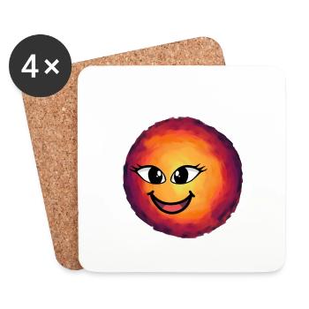 Soleil Soleil Visage Enfants Enfant Coucher de soleil - Dessous de verre (lot de 4) - blanc - Devant