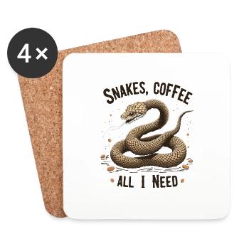 Lustiges Schlangen Kunst Schlange Kaffee Reptilien - Untersetzer (4er-Set) - Weiß - Vorne