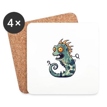 Hippocampe Halloween Bande dessinée drôle - Dessous de verre (lot de 4) - blanc - Devant