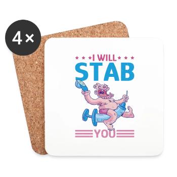 I Will Stab You 5 - Untersetzer (4er-Set) - Weiß - Vorne