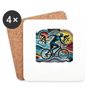 Triathlon, natation, cyclisme et course à pied - Dessous de verre (lot de 4) - blanc - Devant
