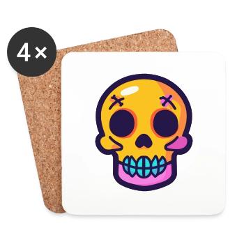 Skull Halloween Symbol Skeleton - Coasters (set of 4) - white - Front