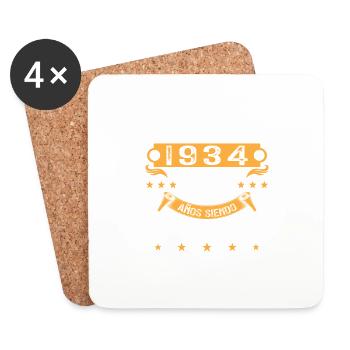 Vinatge 1934 90 Year Old Birthday Gift - Coasters (set of 4) - white - Front