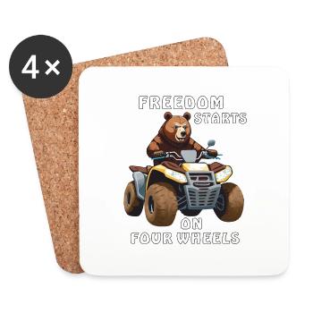 LE QUAD BEAR FREEDOM DÉMARRE SUR QUATRE ROUES - Dessous de verre (lot de 4) - blanc - Devant