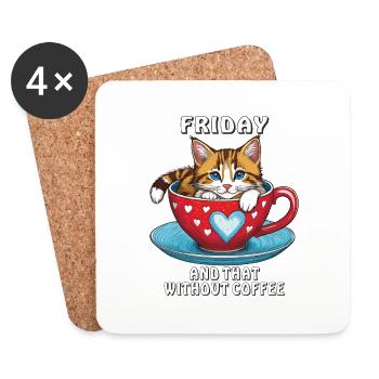 CAT COFFEE MUG FRIDAY COFFEE - Coasters (set of 4) - white - Front