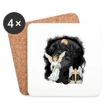 Mystical Angel Cross Crosses Crucifix Spiritual - Coasters (set of 4) - white - Front