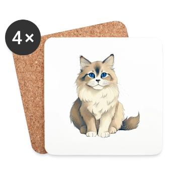 Elegante Katzen Rasse - Untersetzer (4er-Set) - Weiß - Vorne