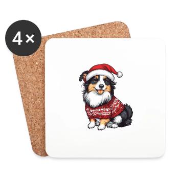 Border Collie Hund Weihnachten - Untersetzer (4er-Set) - Weiß - Vorne