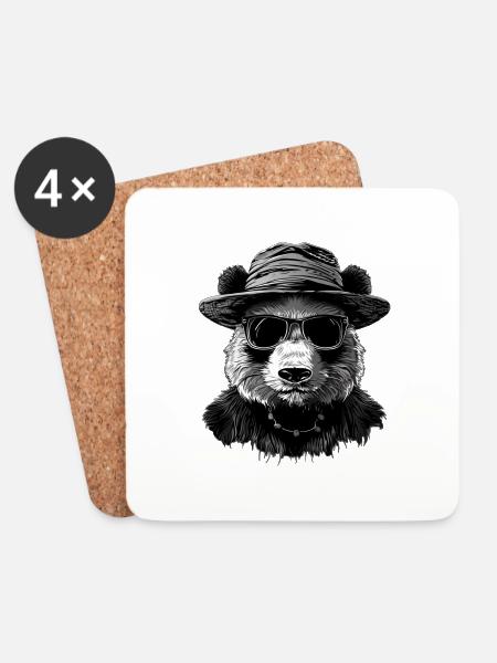 Panda - Untersetzer (4er-Set) - Weiß