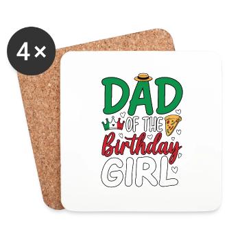 Papa de la fille d’anniversaire - Dessous de verre (lot de 4) - blanc - Devant