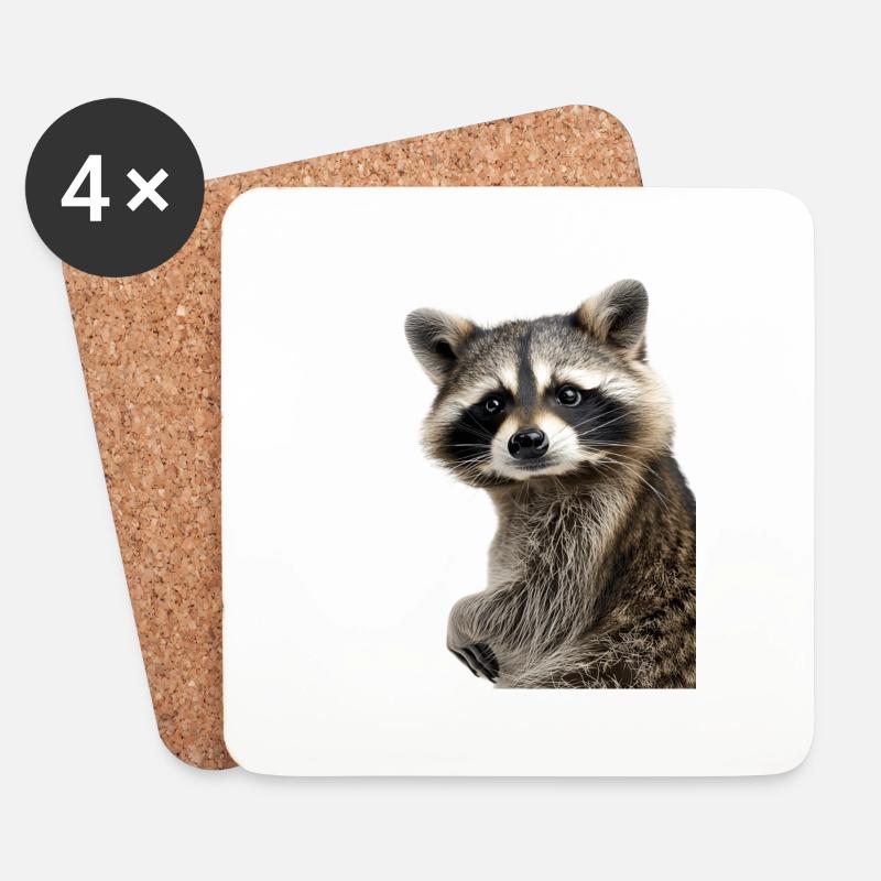 Waschbär - Untersetzer (4er-Set) - Weiß