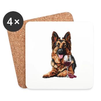 Deutscher Schäferhund - Untersetzer (4er-Set) - Weiß - Vorne