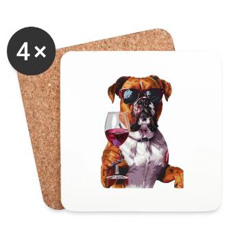 Boxeur - Dessous de verre (lot de 4) - blanc - Devant