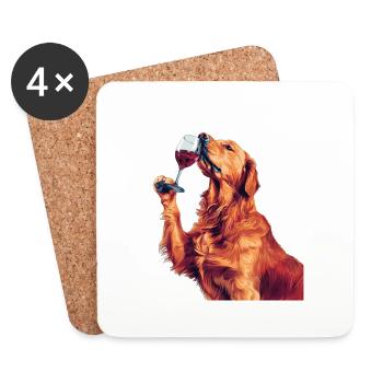 Golden retriever - Dessous de verre (lot de 4) - blanc - Devant