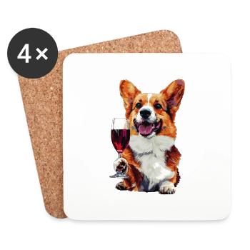 Welsh Corgi Pembroke - Untersetzer (4er-Set) - Weiß - Vorne