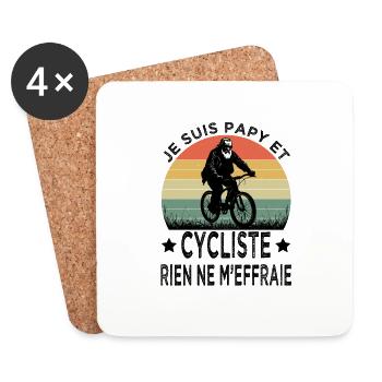 idee cadeau homme papy humour cycliste fan de cycl - Dessous de verre (lot de 4) - blanc - Devant