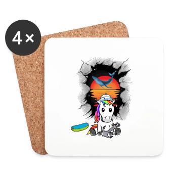 Maritime Sailor Unicorn Sunset Anchor - Coasters (set of 4) - white - Front
