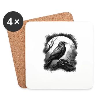 Halloween Raven Raven Crow Crow Bird Forest - Coasters (set of 4) - white - Front