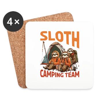 Sloth Camping Team - Untersetzer (4er-Set) - Weiß - Vorne