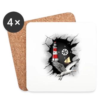 Seagull Phare Boussole Phares Seagulls - Dessous de verre (lot de 4) - blanc - Devant