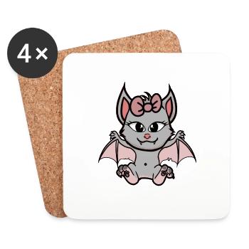 Kind Kinder Halloween Fledermaus Mädchen - Untersetzer (4er-Set) - Weiß - Vorne