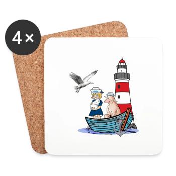 maritim Matrose Boot Kinder Kind Schaf Abenteuer - Untersetzer (4er-Set) - Weiß - Vorne