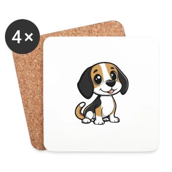 Beagle Hund Comic Niedlich - Untersetzer (4er-Set) - Weiß - Vorne