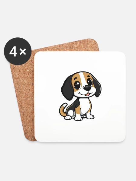 Beagle Hund Comic Niedlich - Untersetzer (4er-Set) - Weiß