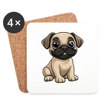 Bullmastiff Dog Comic Cute - Coasters (set of 4) - white - Front
