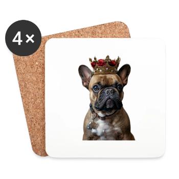 Bouledogue français - Dessous de verre (lot de 4) - blanc - Devant