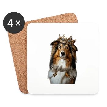 Chien de berger Shetland - Dessous de verre (lot de 4) - blanc - Devant