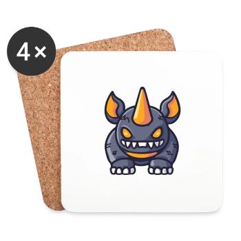 Rhinocéros Halloween Animal - Dessous de verre (lot de 4) - blanc - Devant