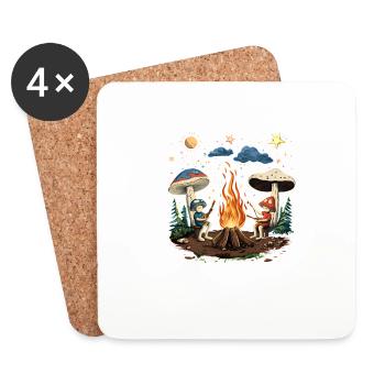 Hippie Magic Mushrooms Psilocybin Psychedelic Trip - Coasters (set of 4) - white - Front