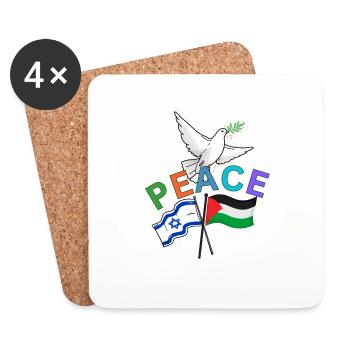 Peace Dove Palestine Israel Flag - Coasters (set of 4) - white - Front