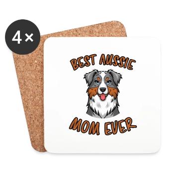 Australian Shepherd Mama Lustiges Aussie Geschenk - Untersetzer (4er-Set) - Weiß - Vorne