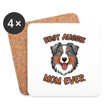 Australian Shepherd Mom Funny Aussie Gift - Coasters (set of 4) - white - Front