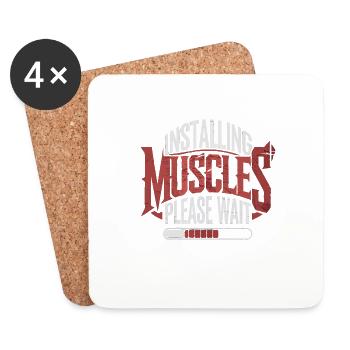 Installing Muscles Workout Fitness Workout Gym - Coasters (set of 4) - white - Front