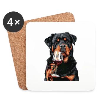 Rottweiler - Dessous de verre (lot de 4) - blanc - Devant