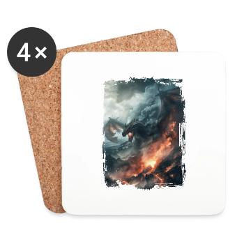 Cerf-volant - Dessous de verre (lot de 4) - blanc - Devant