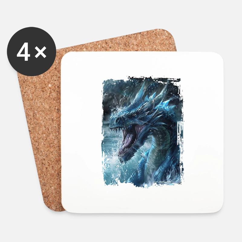 Drachen - Untersetzer (4er-Set) - Weiß
