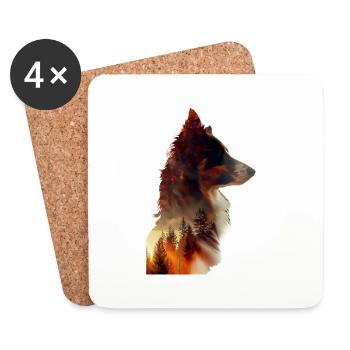 Border Collie - Untersetzer (4er-Set) - Weiß - Vorne
