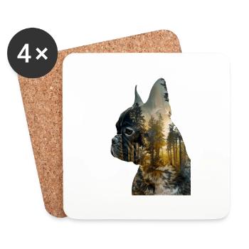 Bouledogue français - Dessous de verre (lot de 4) - blanc - Devant