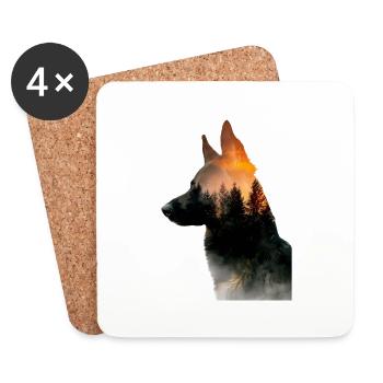 German Shepherd - Coasters (set of 4) - white - Front