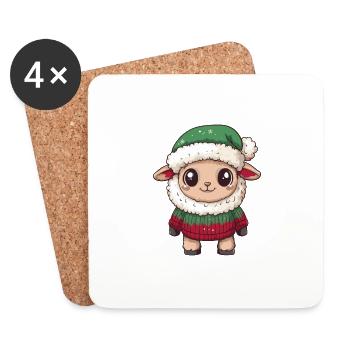 Schaf Weihnachten Comic - Untersetzer (4er-Set) - Weiß - Vorne