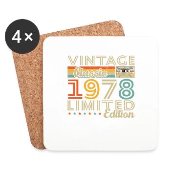 Vinatge 1978 Cadeau d'anniversaire - Dessous de verre (lot de 4) - blanc - Devant
